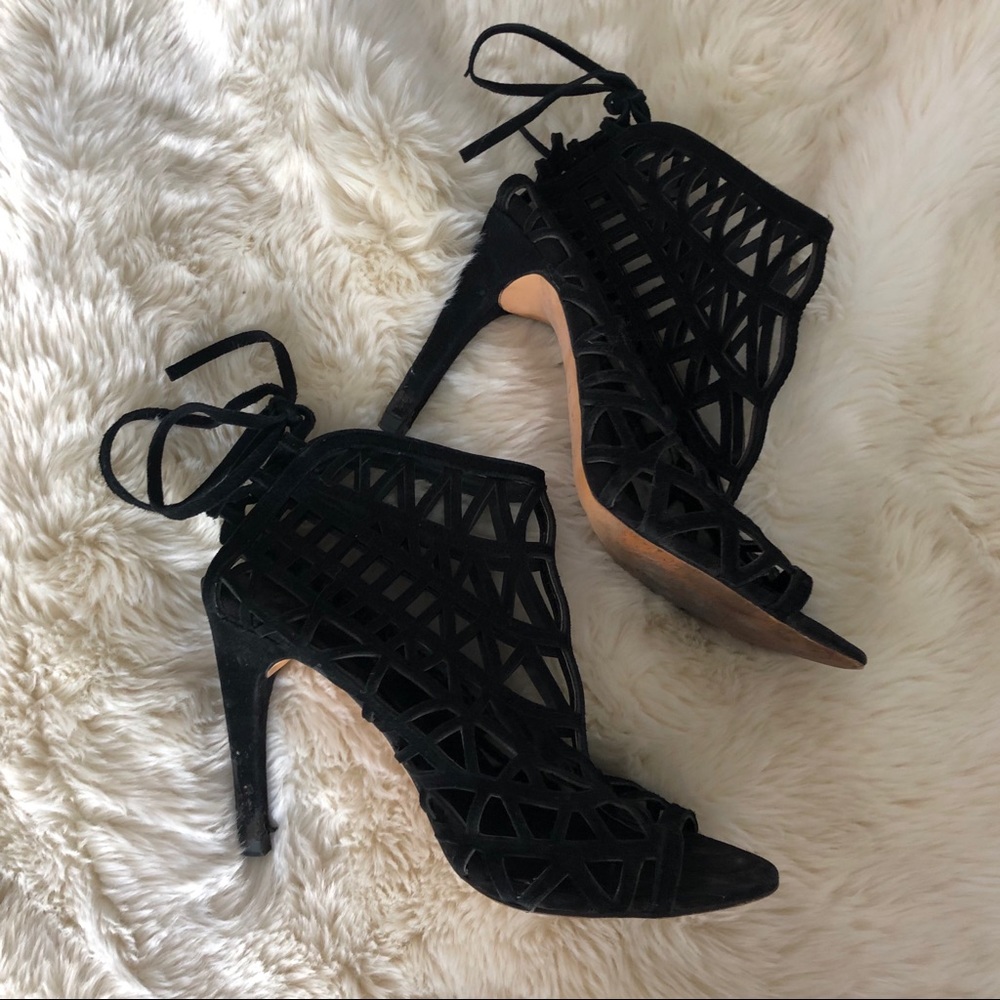 Zara black suede cut out heels